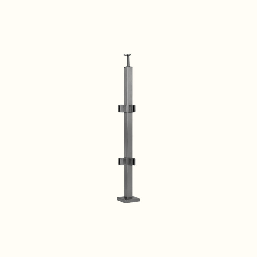Poteaux carré inox avec pinces pour verre 10 mm