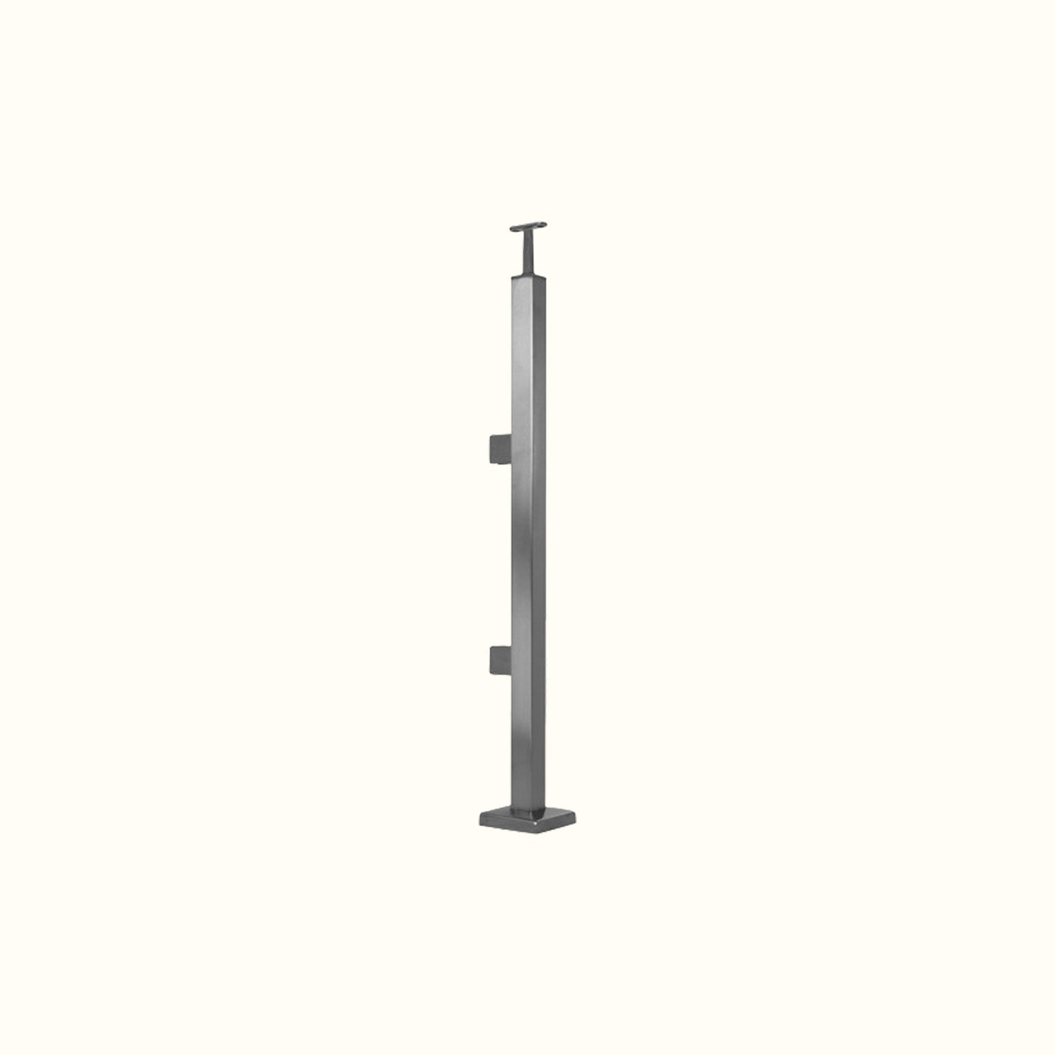 Poteaux carré inox avec pinces pour verre 10 mm