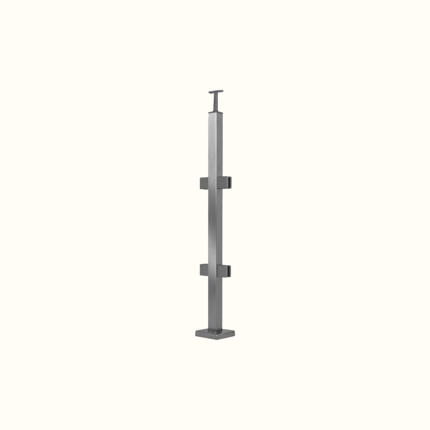 Poteaux carré inox avec pinces pour verre 10 mm